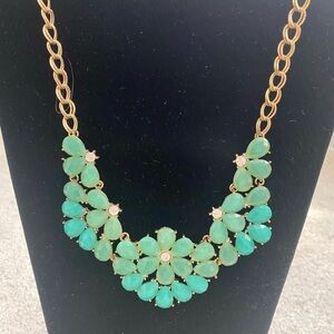 Playful Gold and Green Floral Necklace